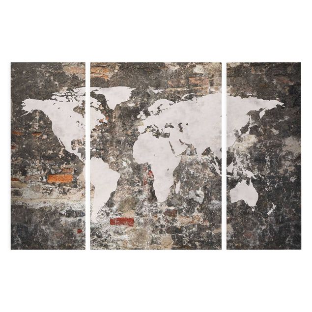 Bilder auf Leinwand Alte Mauer Weltkarte