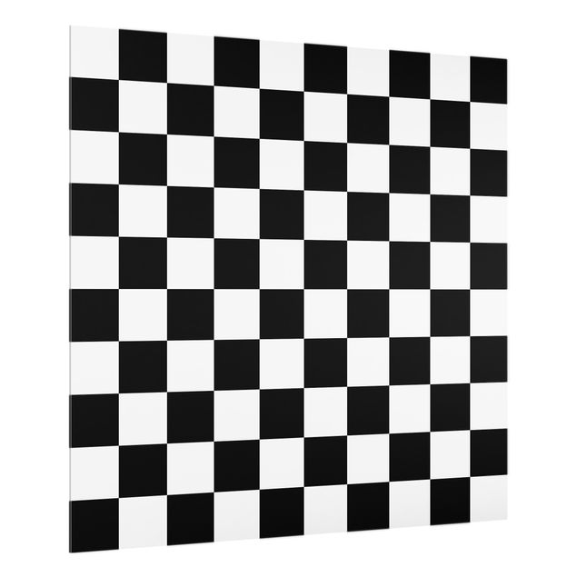 Küchenspritzschutz Geometrisches Muster Schachbrett Schwarz Weiß
