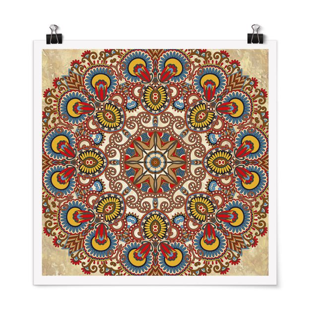 Poster - Farbiges Mandala - Quadrat 1:1