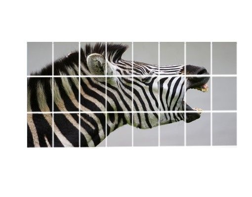 Fliesenbild Brüllendes Zebra