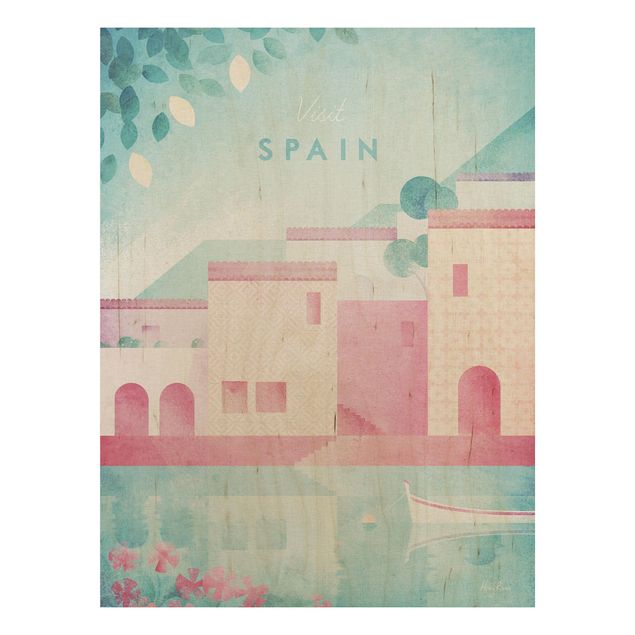 Holzbilder modern Reiseposter - Spanien