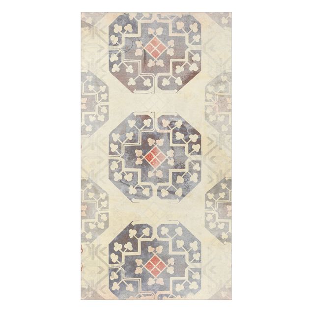 Duschrückwand - Persisches Vintage Muster in Indigo IV