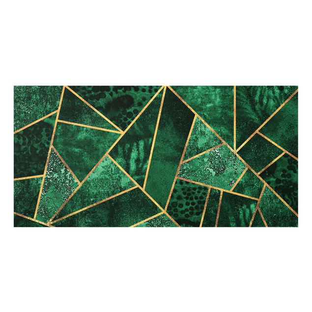 Spritzschutz Glas - Dunkler Smaragd mit Gold - Querformat - 2:1