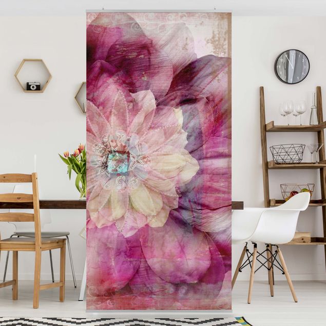Raumteiler Vorhang Grunge Flower