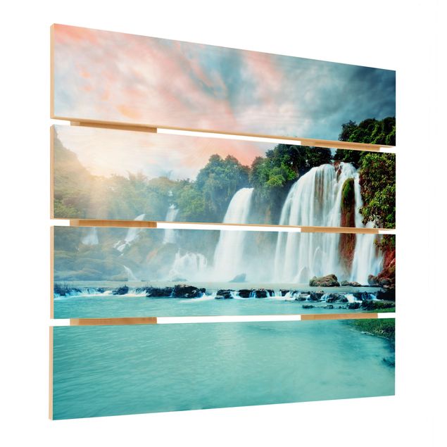 Holzbild - Wasserfallpanorama - Quadrat 1:1