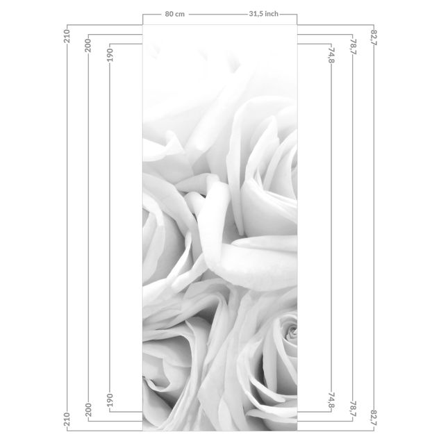Duschrückwand - Weiße Rosen Schwarz-Weiß