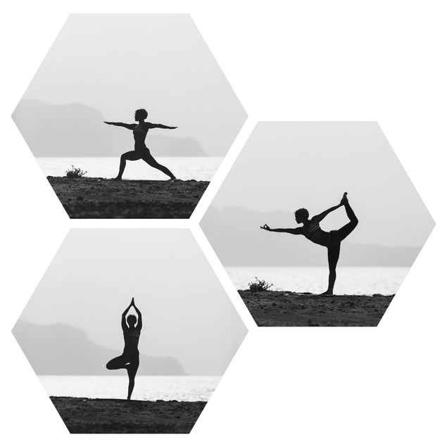 Hexagon Bild Forex 3-teilig - Yoga Trio