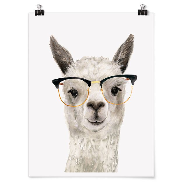 Kunstdrucke Poster Hippes Lama mit Brille I