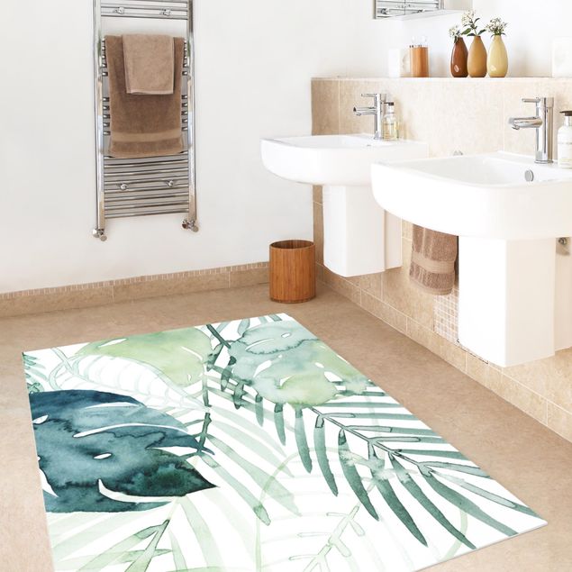 Teppiche Palmwedel in Wasserfarbe I