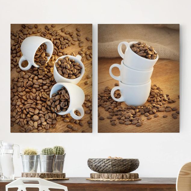 Wandbilder XXL 3 Espressotassen mit Kaffeebohnen