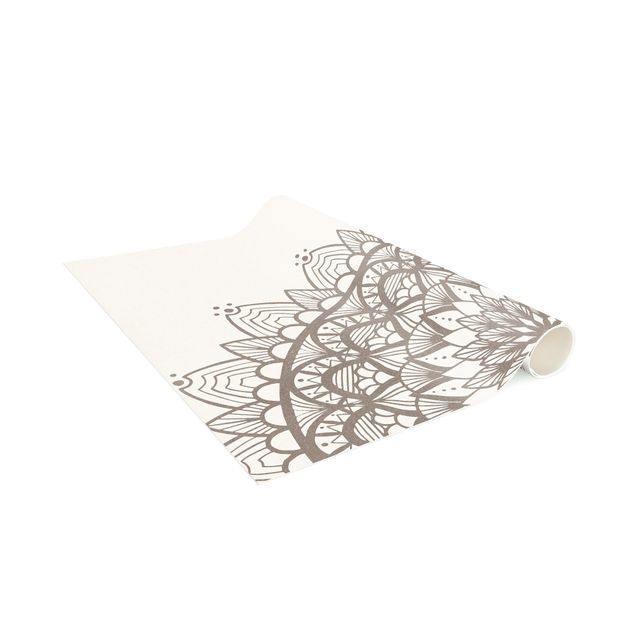 Teppich modern Mandala Illustration shabby Set beige weiß