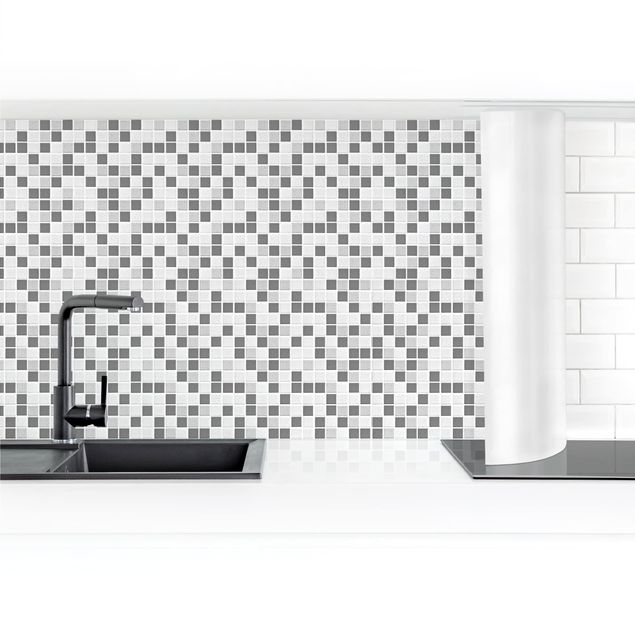 Küchenrückwand Muster Mosaikfliesen Grau