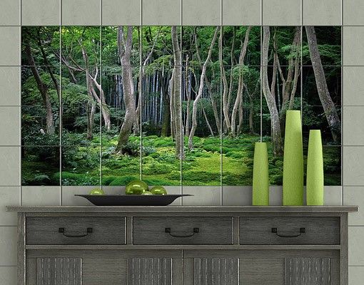 Fliesensticker grün Japanischer Wald