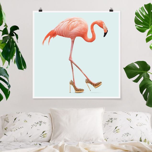 Wandbilder Tiere Flamingo mit High Heels
