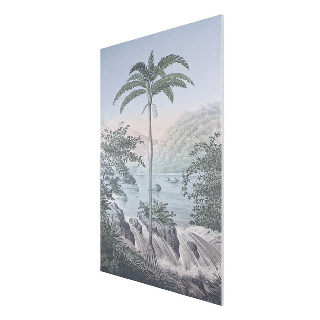 Forex Fine Art Print - Vintage Illustration - Landschaft mit Palme - Hochformat 3:2