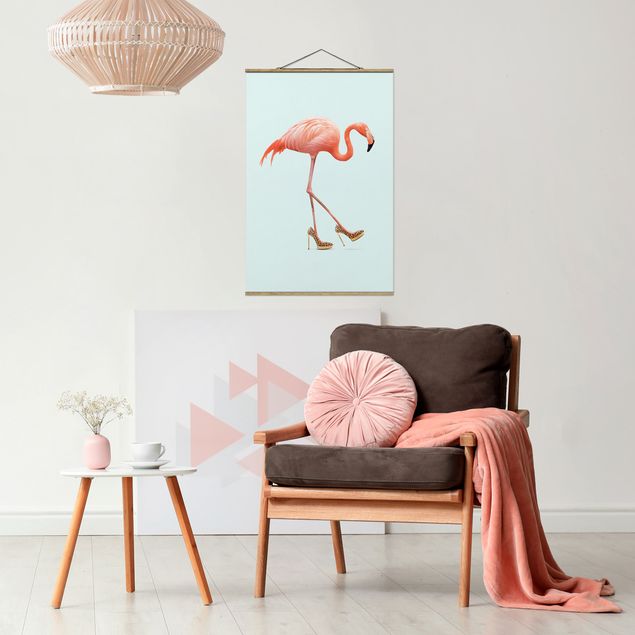 Stoffbilder zum Aufhängen Flamingo mit High Heels