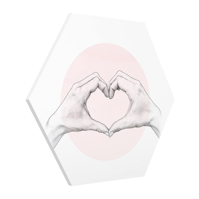 Hexagon Bild Forex - Illustration Herz Hände Kreis Rosa Weiß