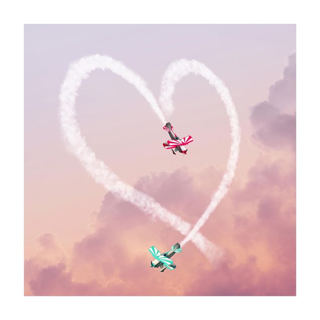 Rosa Teppich Herz mit Flugzeugen