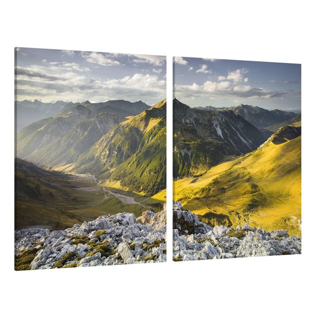 Leinwandbilder Wohnzimmer modern Berge und Tal der Lechtaler Alpen in Tirol
