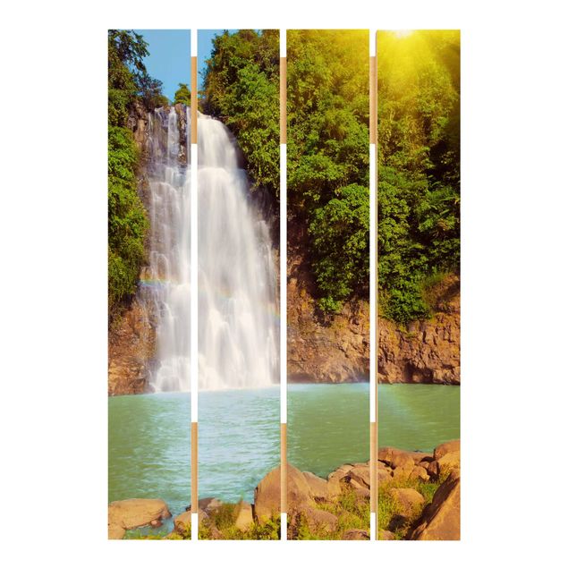 Holzbild - Wasserfall Romantik - Hochformat 3:2