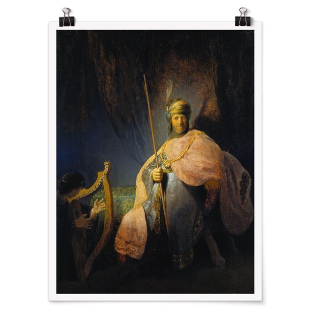 Wandbilder Rembrandt van Rijn - David spielt Harfe