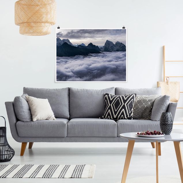 Poster Landschaft Wolkenmeer im Himalaya