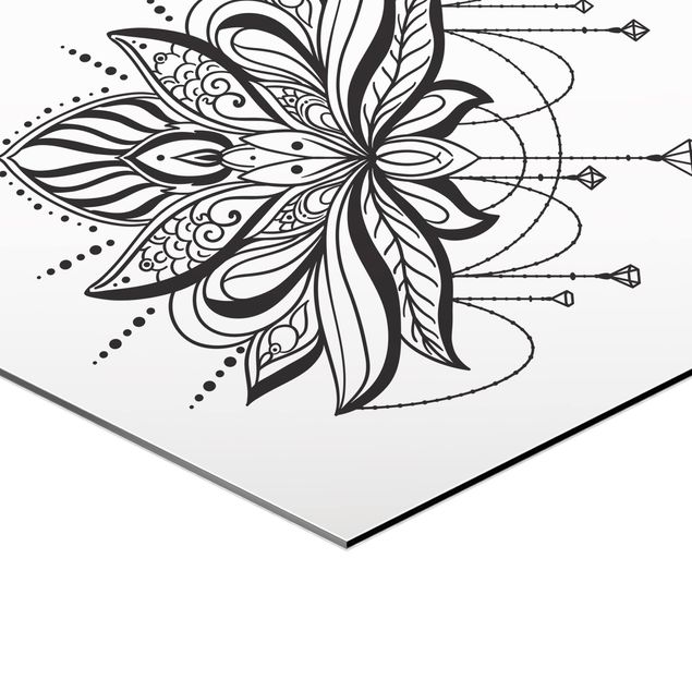 Hexagon Bild Alu-Dibond - Lotus mit Ketten