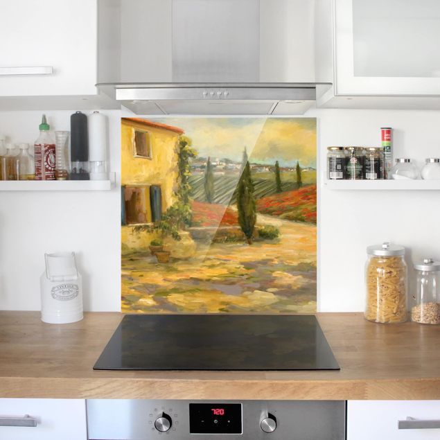 Küchenrückwand Glas Landschaft Italienische Landschaft - Toskana