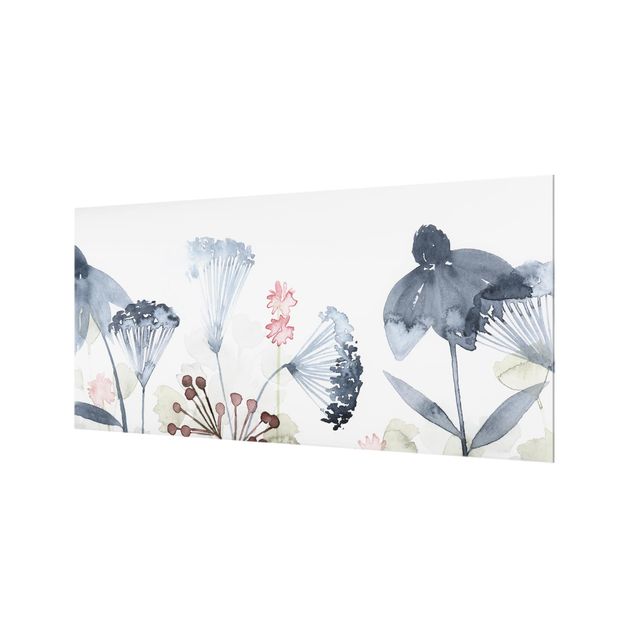 Spritzschutz Weiß Wildblumen Aquarell I