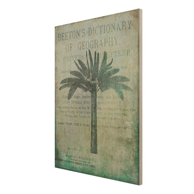 Holzbild Natur Vintage Collage - Antike Palme
