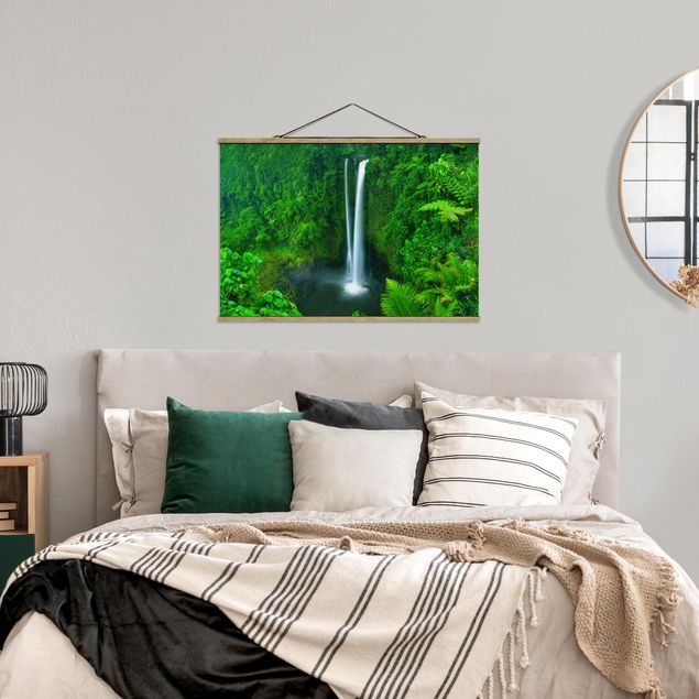 Stoffbilder mit Holzleisten Paradiesischer Wasserfall