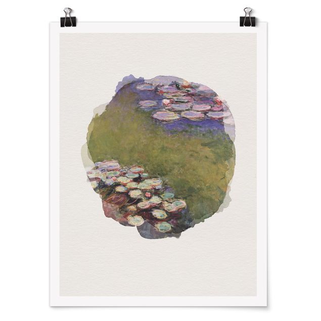 Natur Poster Wasserfarben - Claude Monet - Seerosen