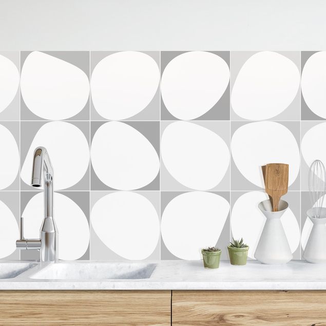 Küchenrückwände Platte Oval Fliesen - Grau