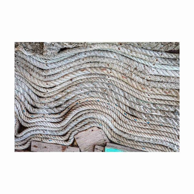 Grauer Teppich Shabby Fischertau mit Holzplanken