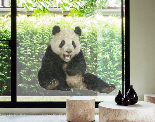 Fensterfolie - Sichtschutz Fenster Lachender Panda - Fensterbilder