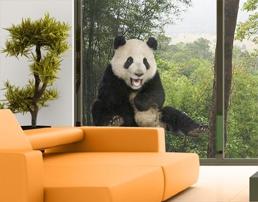 Fenstersticker Tiere Lachender Panda