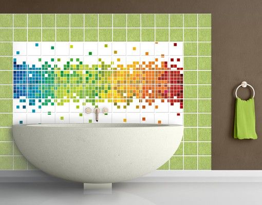 Fliesenaufkleber Muster Pixel-Regenbogen