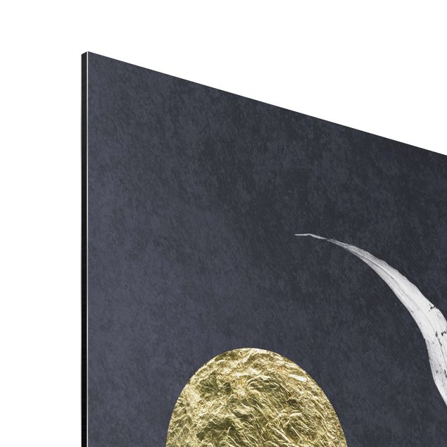 Aluminium Print - Goldener Mond mit Schilf - Hochformat 3:2