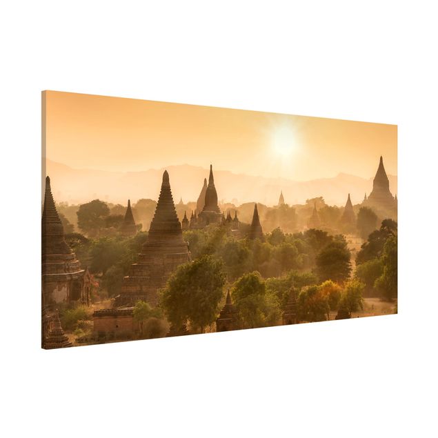 Magnettafel - Sonnenuntergang über Bagan - Panorama Querformat