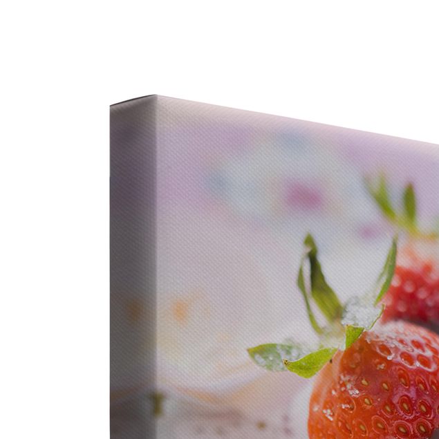 Leinwandbild 3-teilig - Erdbeeren im Schokomantel Vintage - Quadrate 1:1