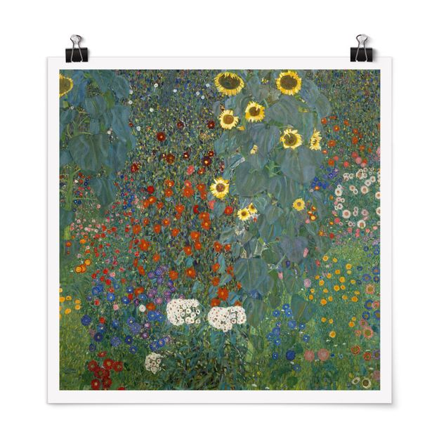 Poster Blumen Gustav Klimt - Garten Sonnenblumen