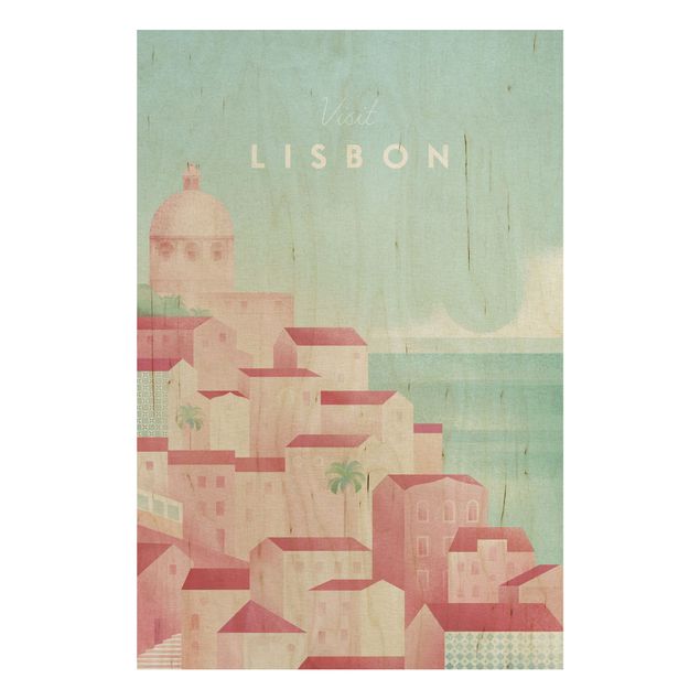Holzbild maritim Reiseposter - Lissabon