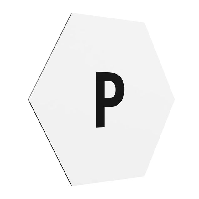 Hexagon Bild Alu-Dibond - Buchstabe Weiß P