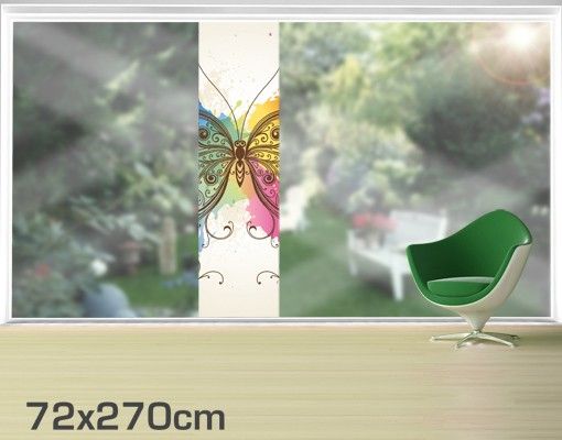 Fensterfolie - XXL Fensterbild Aquarell Schmetterling - Fenster Sichtschutz
