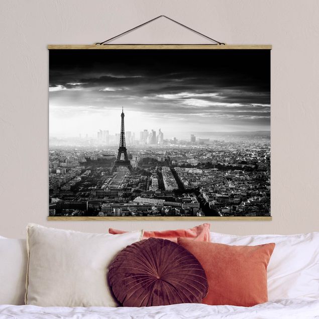 Wandbilder Der Eiffelturm von Oben schwarz-weiß