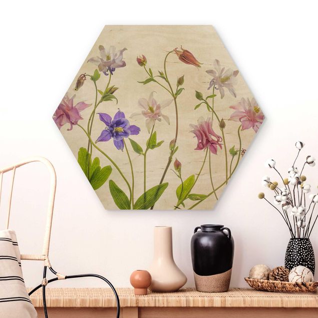 Holzbilder mit Blumen Wald-Akelei