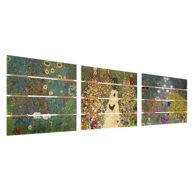 Wandbild Holz Gustav Klimt - Im Garten