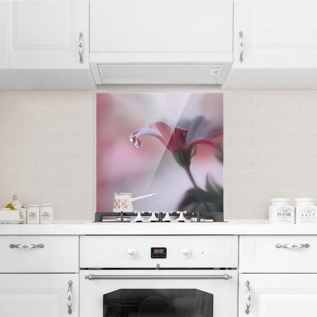 Küchenrückwand Glas Blumen Invisible Touch