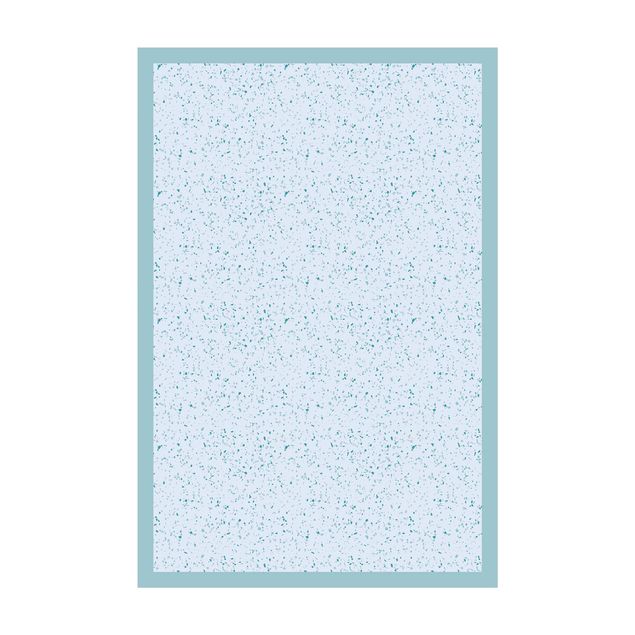 Teppich blau Detailliertes Terrazzo Muster Genua mit Rahmen