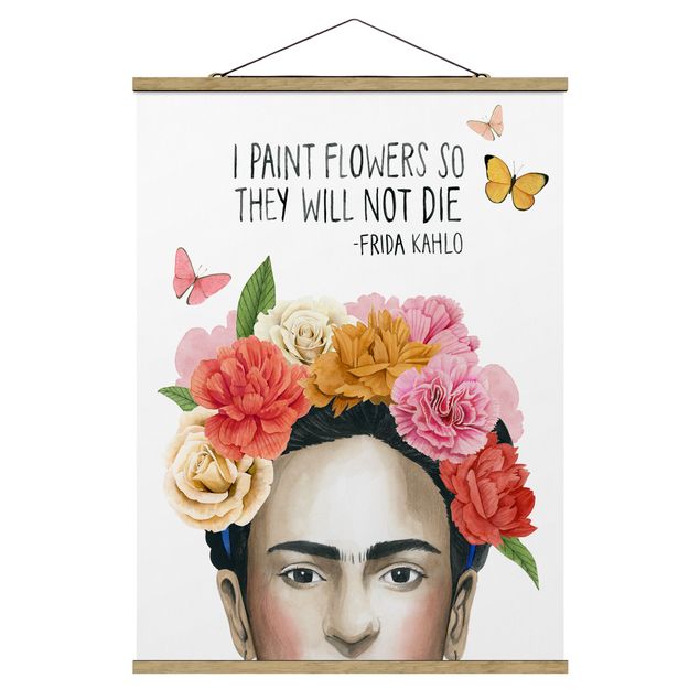 Stoffbild mit Posterleisten - Fridas Gedanken - Blumen - Hochformat 3:4